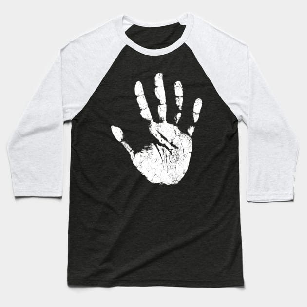 White Hand Print Baseball T-Shirt by ClothedCircuit